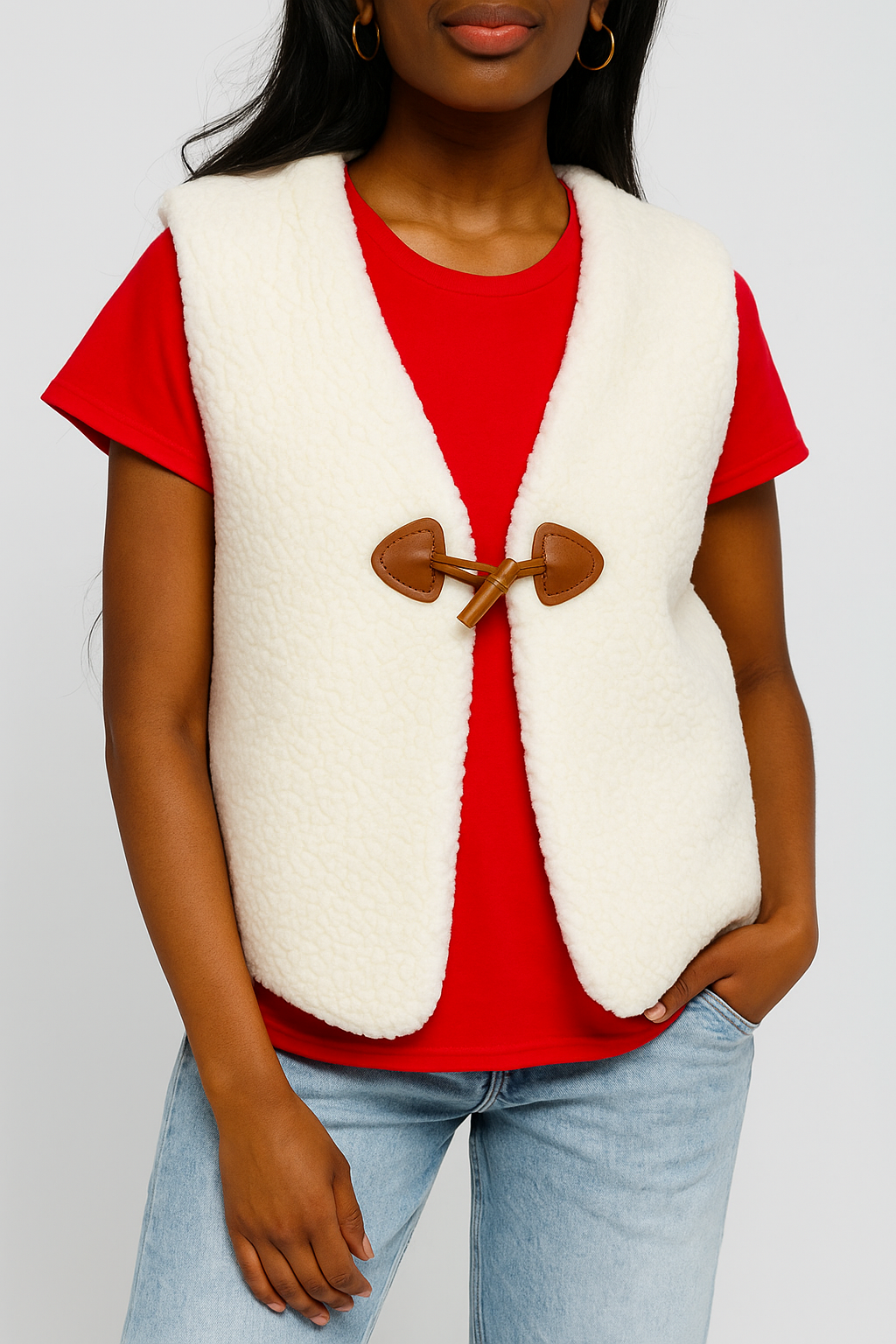 Gilet de berger femme blanc 1